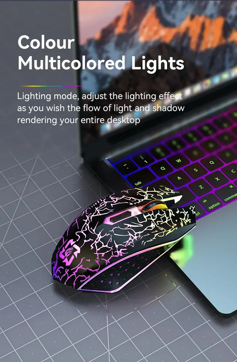 Éclairage multicolore de la souris de jeu