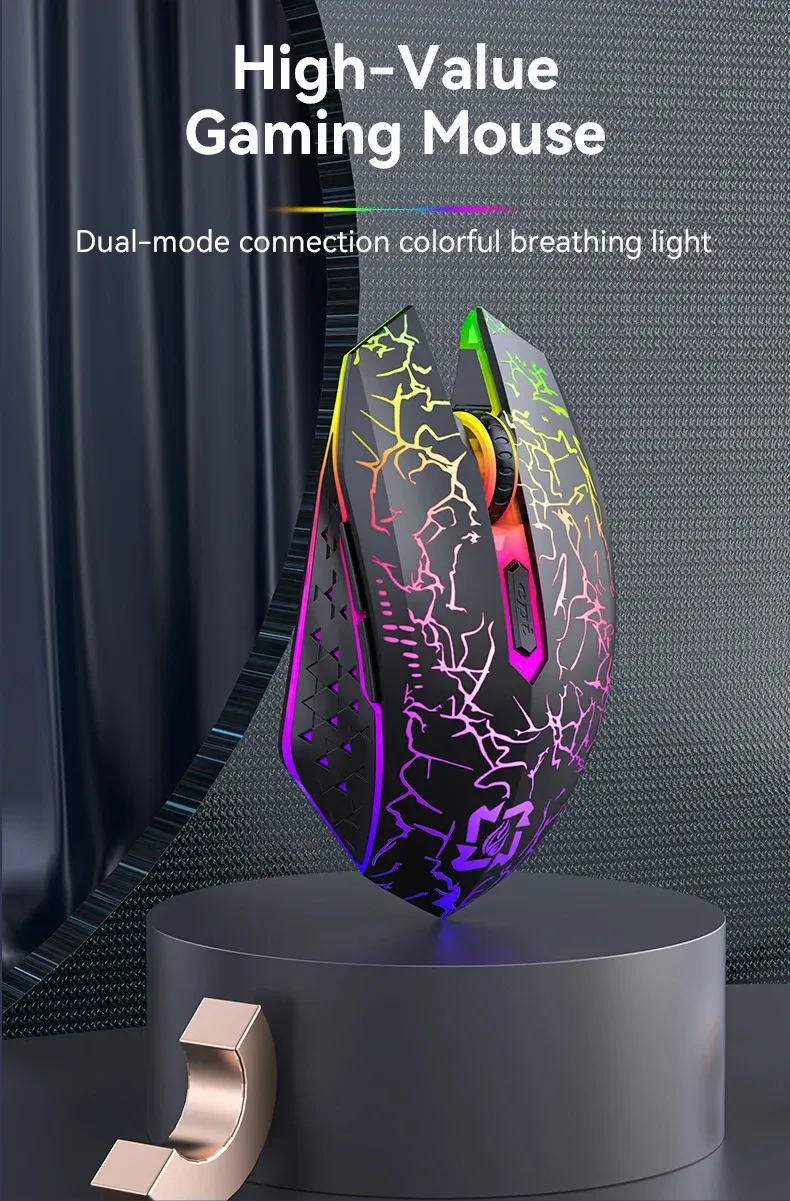 Souris de jeu sans fil à double mode Bluetooth 5.2 et 2,4 GHz