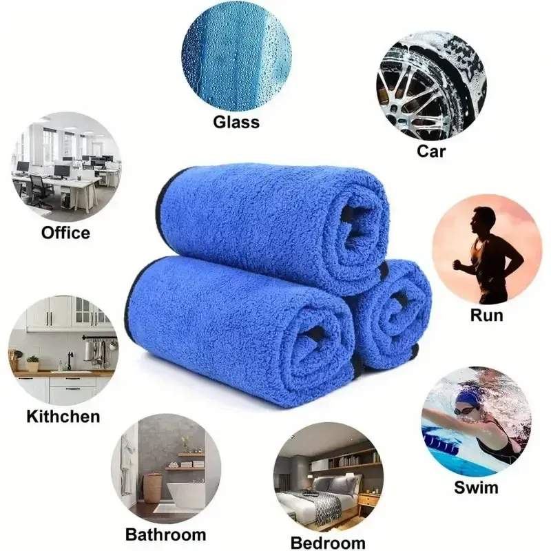 Lot de 1 à 4 chiffons de nettoyage en microfibre pour voiture, doux, séchage rapide, pour vitres et miroirs, chiffons de nettoyage double couche pour la maison, 500 GSM 2