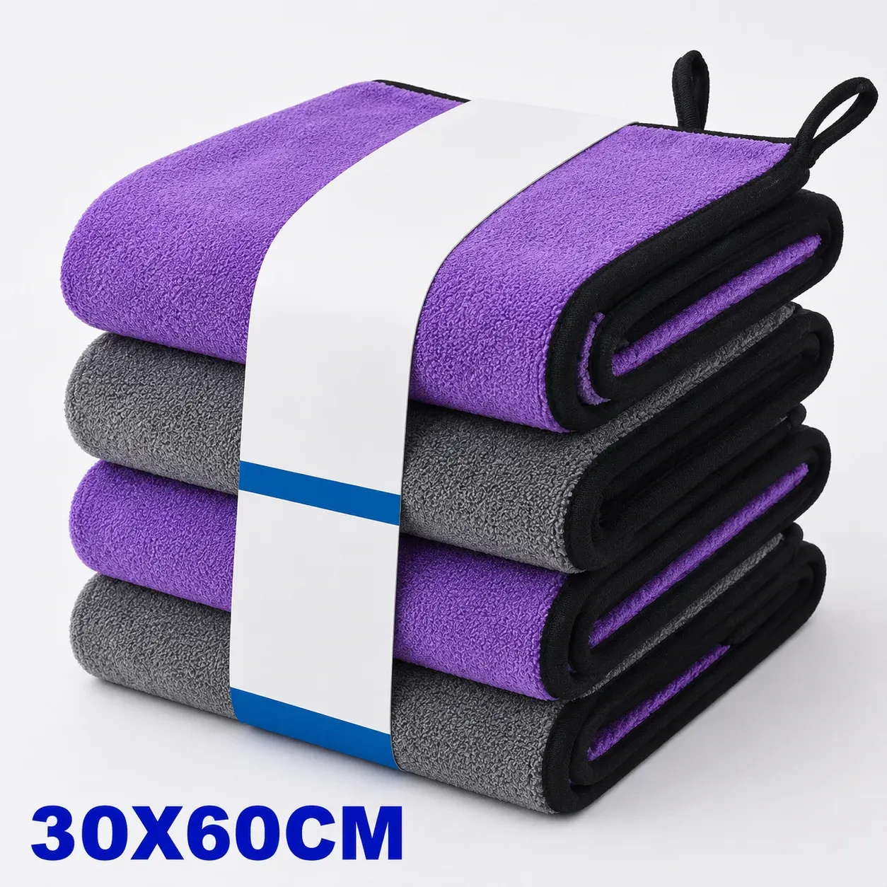 Lot de 1 à 4 chiffons de nettoyage en microfibre pour voiture, doux, séchage rapide, pour vitres et miroirs, chiffons de nettoyage double couche pour la maison, 500 GSM 12