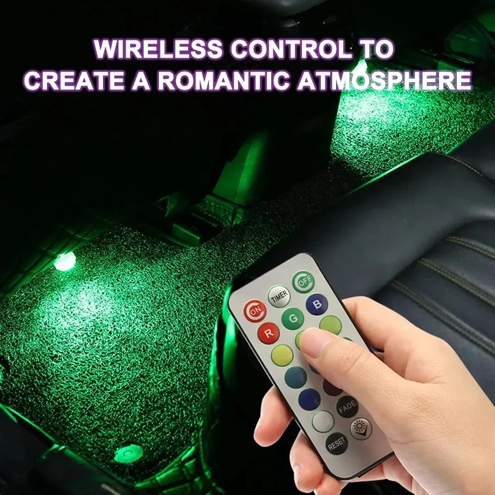 Ensemble de lumières d'ambiance LED pour intérieur de voiture avec télécommande, bandes adhésives colorées pour éclairage de pied de custode, 13 couleurs 3