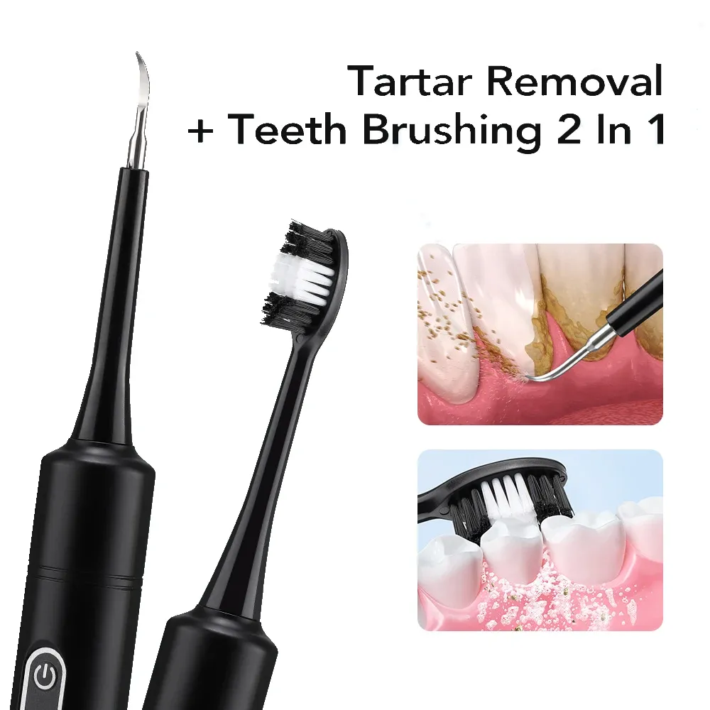 Détartreur dentaire électrique avec brosse à dents, éliminateur de tartre et de plaque par vibration, soin bucco-dentaire, améliore l'haleine 1