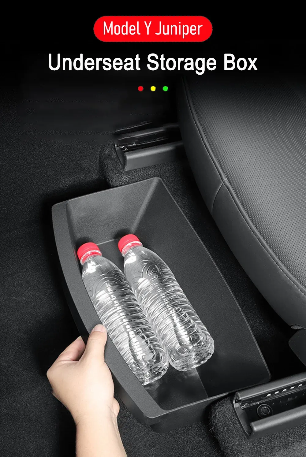 Boîte de rangement sous siège pour Tesla Model Y Juniper, vue d'ensemble