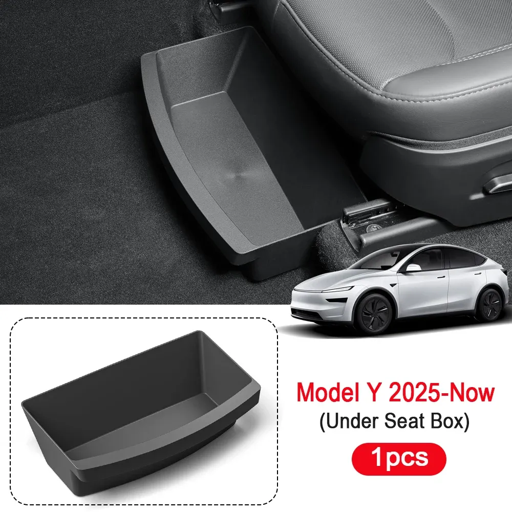 Organisateur de rangement sous siège pour Tesla Model Y Juniper 2025-2026, bac de rangement avec poubelle, accessoires de voyage pour véhicule 8