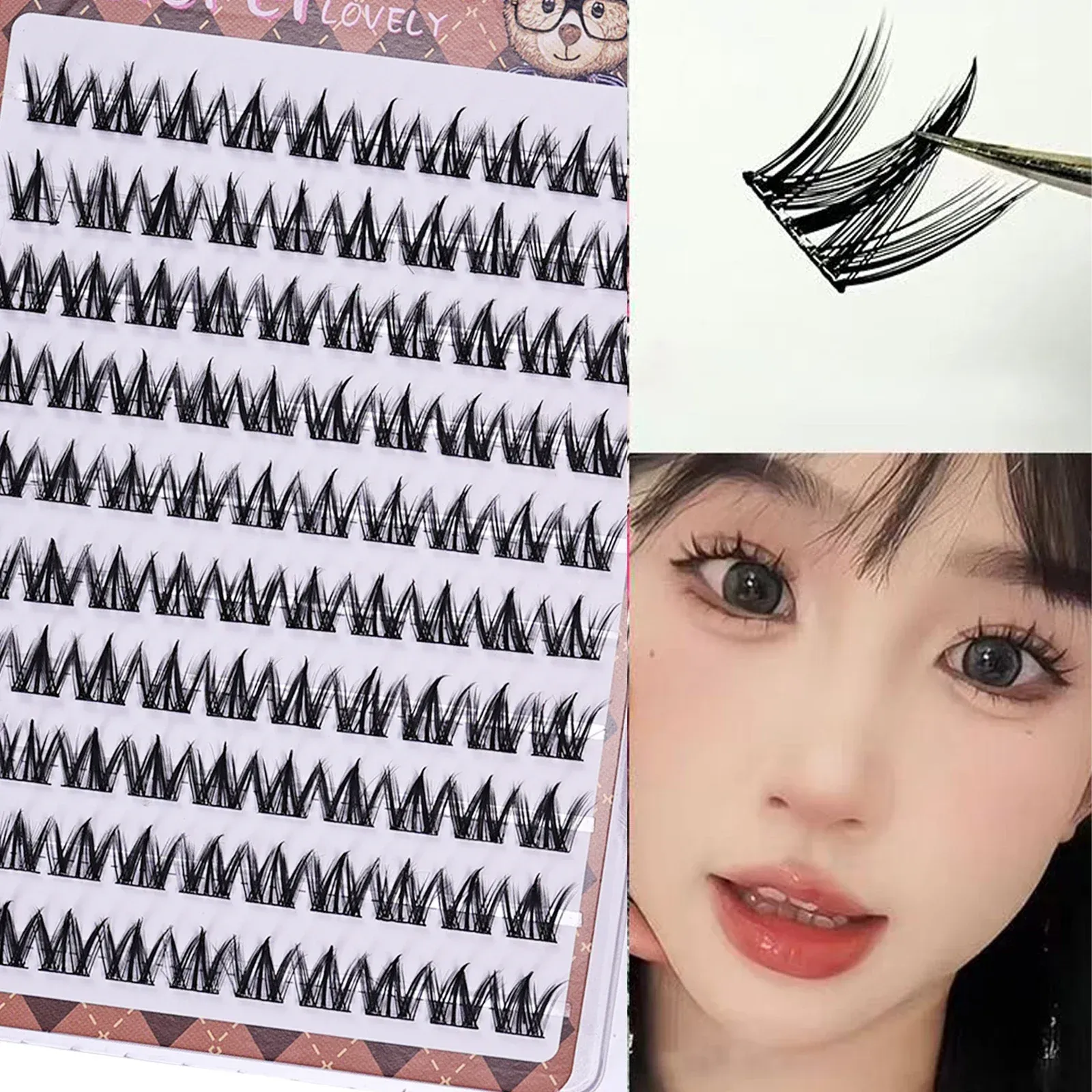 Faux cils auto-adhésifs épais et naturels, sans colle, en forme de W, pour yeux manga volumineux - Image 1