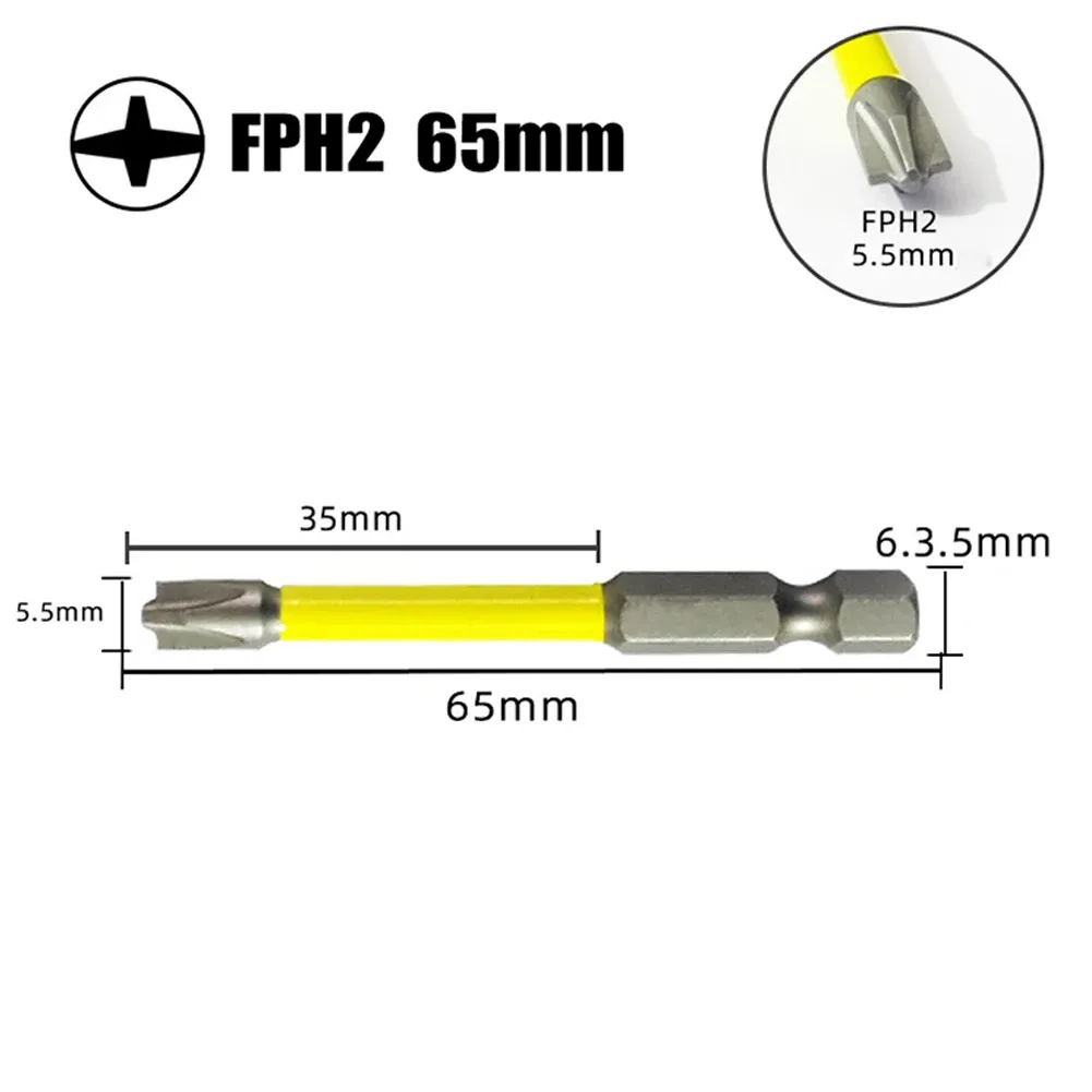 Tournevis magnétique cruciforme et plat pour électricien, 65 mm et 110 mm, embout FPH2 pour interrupteurs et prises 9