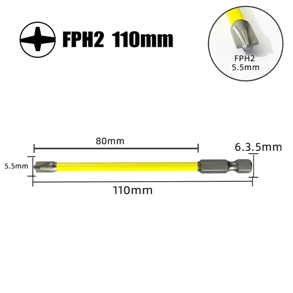 Tournevis magnétique cruciforme et plat pour électricien, 65 mm et 110 mm, embout FPH2 pour interrupteurs et prises 8