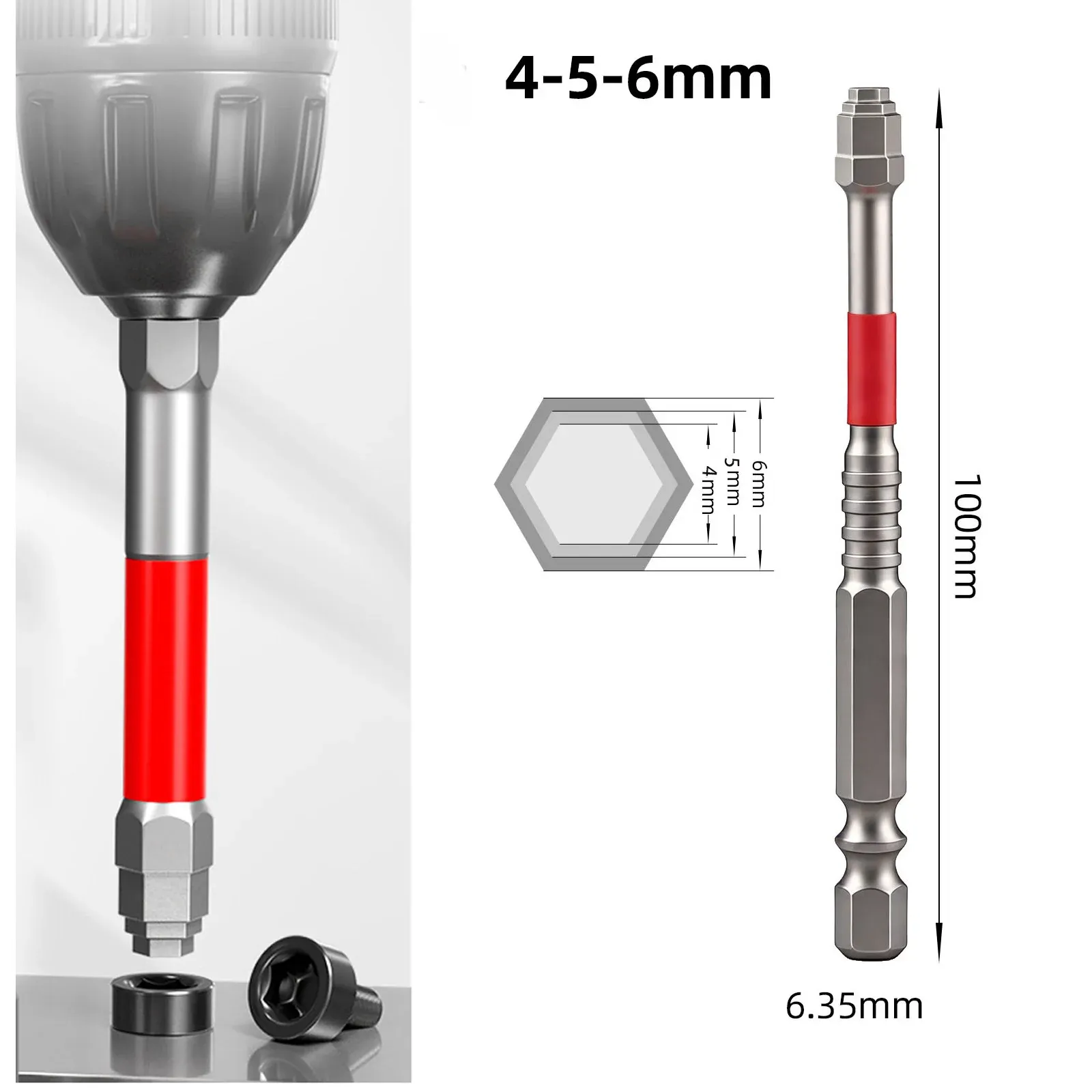 Jeu de tournevis magnétiques puissants, longueur 65/100 mm, embout hexagonal 6,35 mm, embouts électriques de 1,5 à 6 mm, lot de 1 ou 3 pièces 4