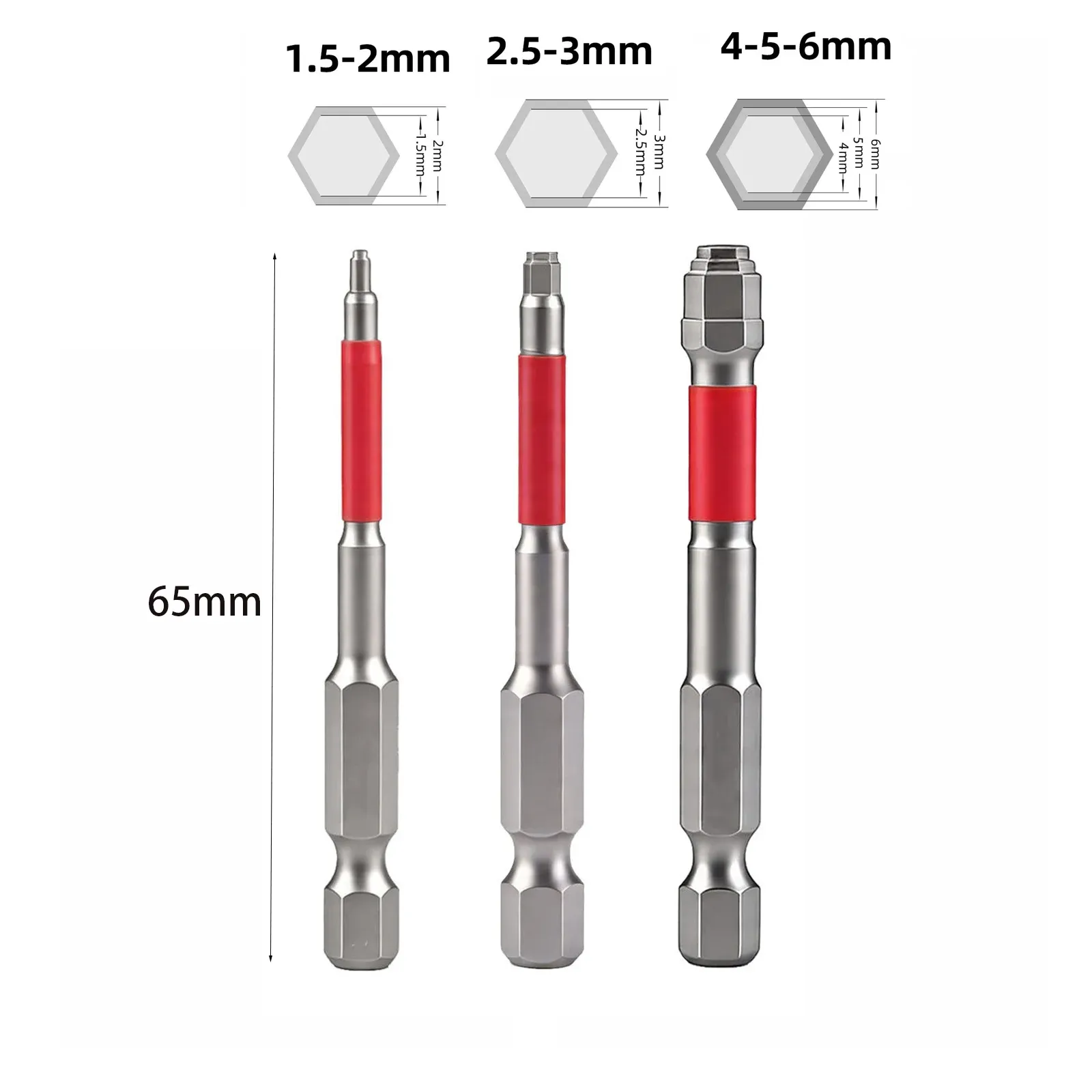 Jeu de tournevis magnétiques puissants, longueur 65/100 mm, embout hexagonal 6,35 mm, embouts électriques de 1,5 à 6 mm, lot de 1 ou 3 pièces 9