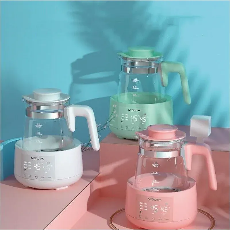 Bouilloire électrique multifonction intelligente en verre 1,2 L à température constante pour préparation du lait bébé, chauffe-biberon 220 V 2