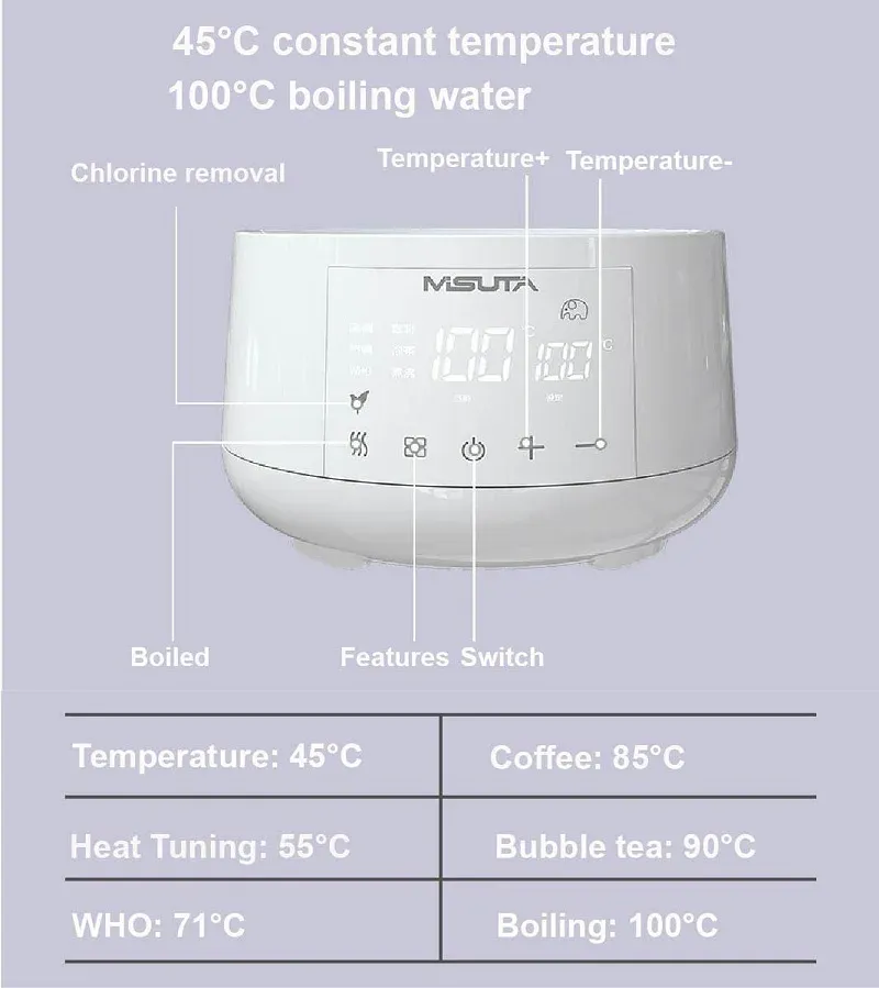 Bouilloire électrique multifonction intelligente en verre 1,2 L à température constante pour préparation du lait bébé, chauffe-biberon 220 V 6