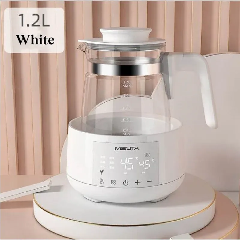 Bouilloire électrique multifonction intelligente en verre 1,2 L à température constante pour préparation du lait bébé, chauffe-biberon 220 V 9