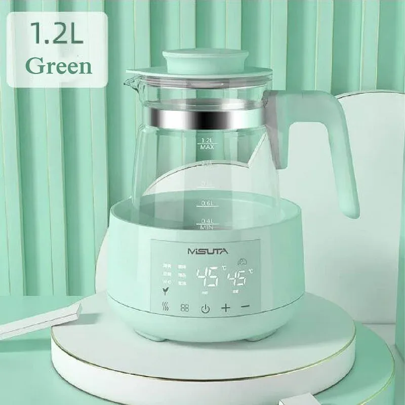 Bouilloire électrique multifonction intelligente en verre 1,2 L à température constante pour préparation du lait bébé, chauffe-biberon 220 V 8
