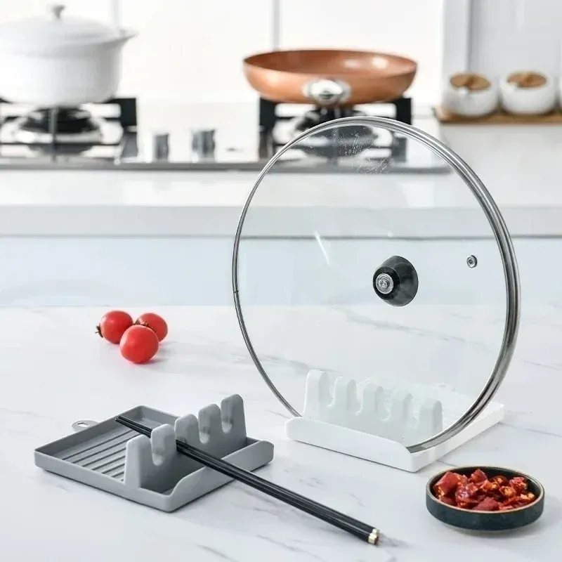 Support de couvercle de casserole, repose-couvercle, support de spatule pour cuisinière, organisateur d'ustensiles de cuisine 4