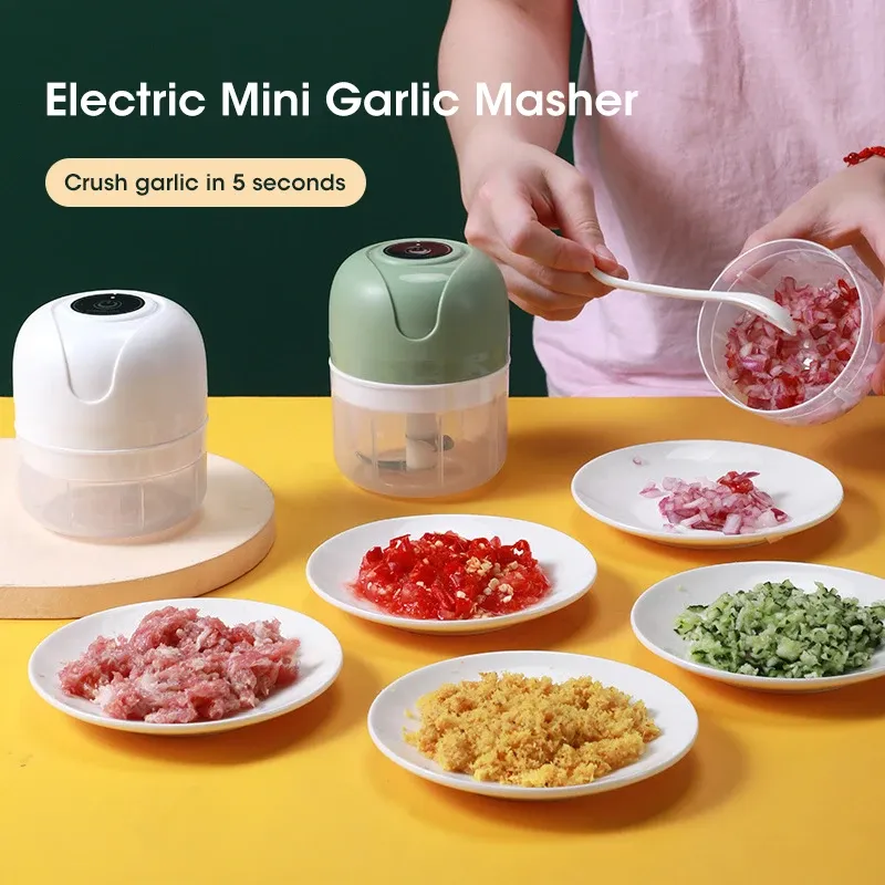 Hachoir à ail électrique 250 ml, mini hachoir alimentaire de cuisine, rechargeable USB, portable 3