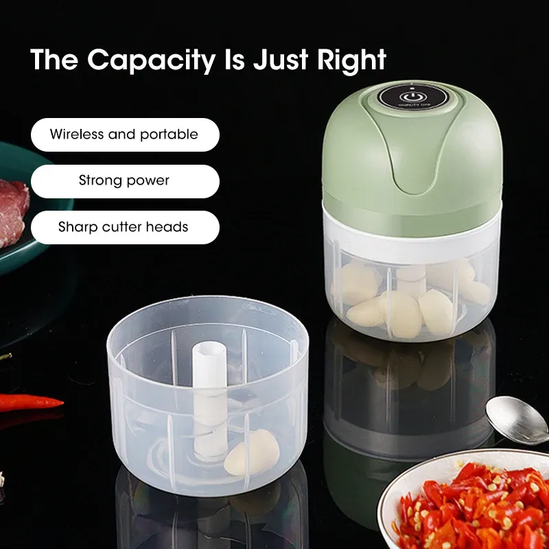 Hachoir à ail électrique 250 ml, mini hachoir alimentaire de cuisine, rechargeable USB, portable 4