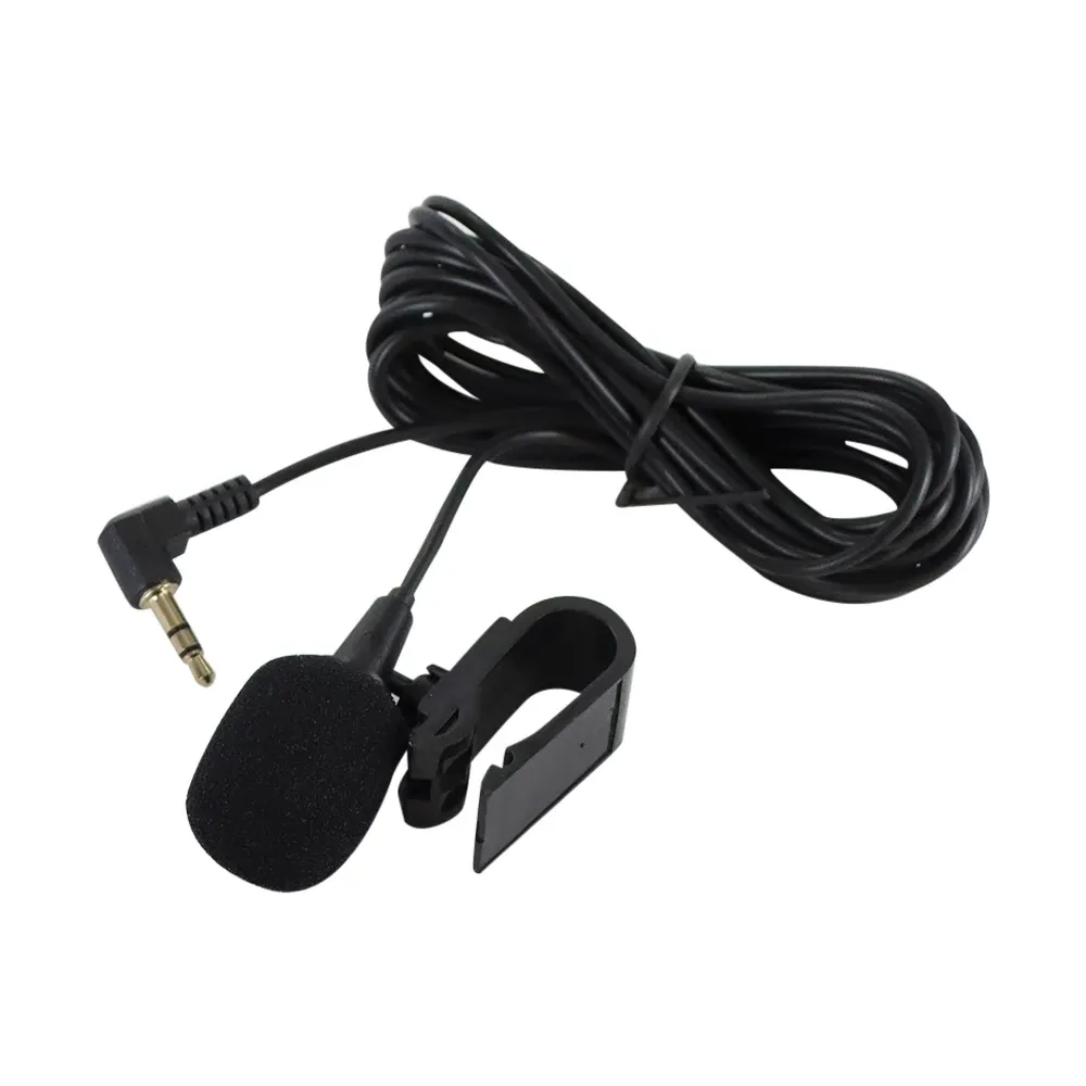 Mini microphone audio pour voiture à pince, jack 3,5 mm, microphone stéréo professionnel filaire pour autoradio et lecteur DVD, longueur 3 m 8