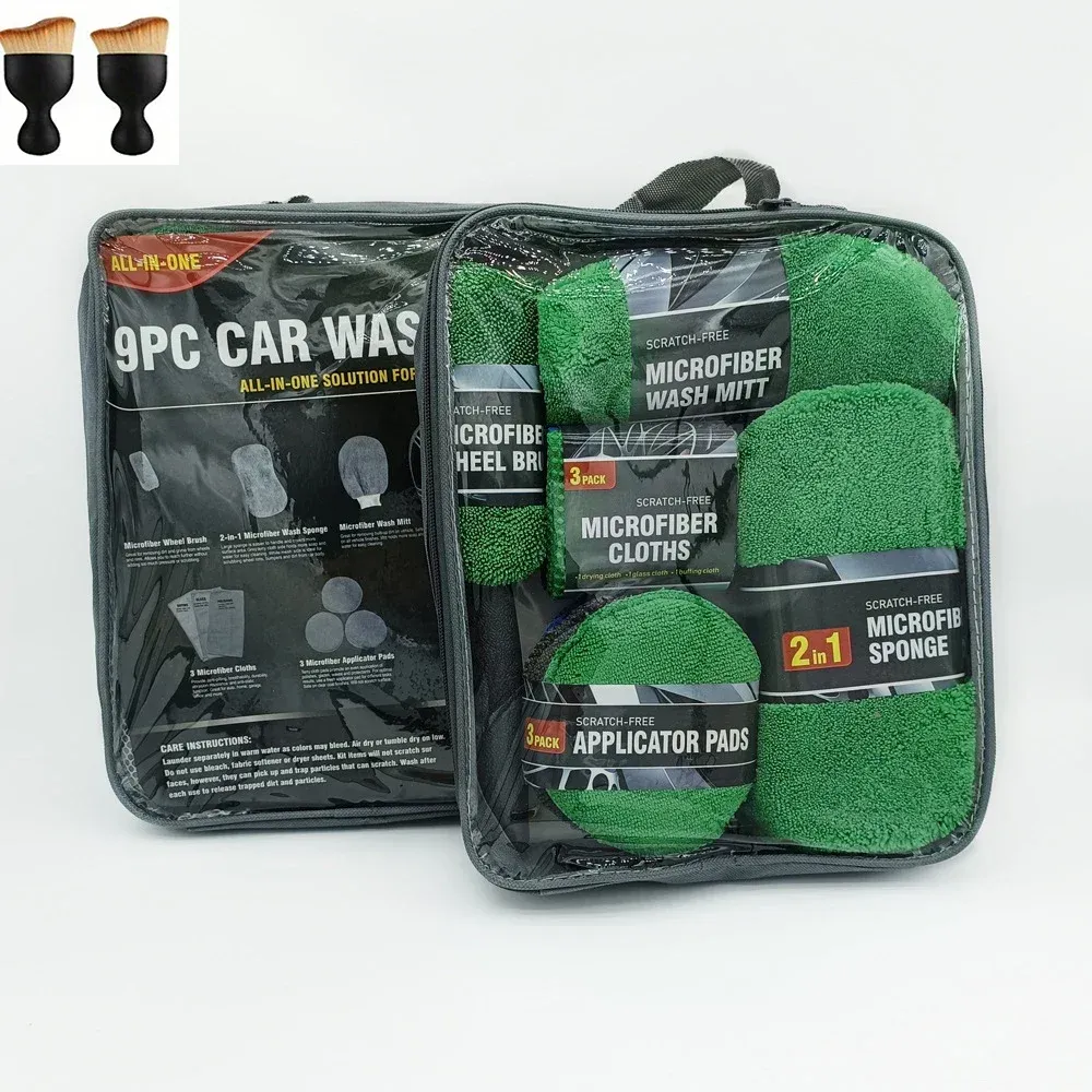 Kit de nettoyage pour voiture 11 pièces comprenant une brosse à pneus et des gants en microfibre 8