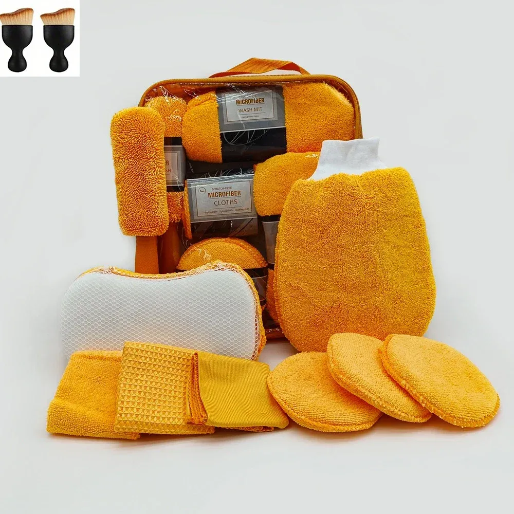 Kit de nettoyage pour voiture 11 pièces comprenant une brosse à pneus et des gants en microfibre 7