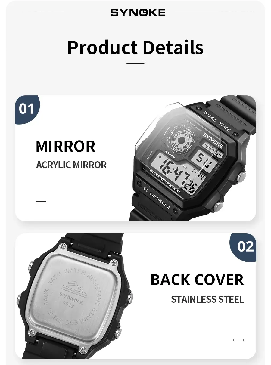 Montre SYNOKE, fonctions lumineuses