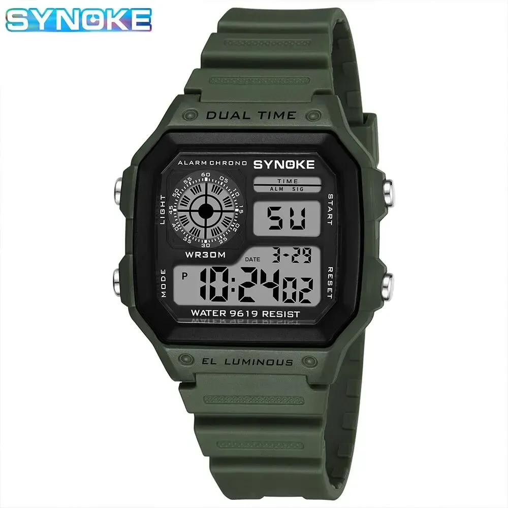 SYNOKE – Montre numérique militaire pour homme, montre-bracelet électronique étanche, chronographe de sport 7