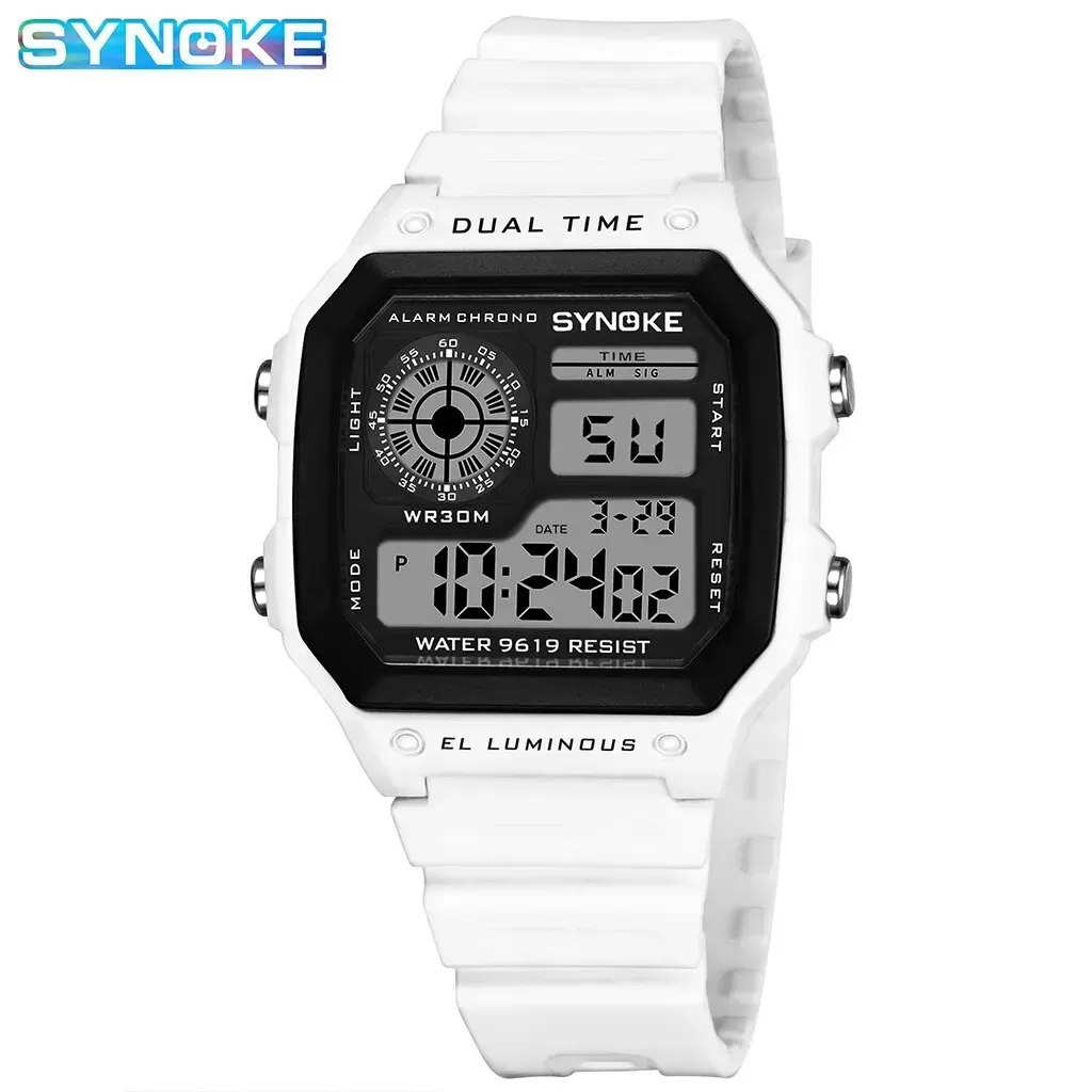 SYNOKE – Montre numérique militaire pour homme, montre-bracelet électronique étanche, chronographe de sport 8