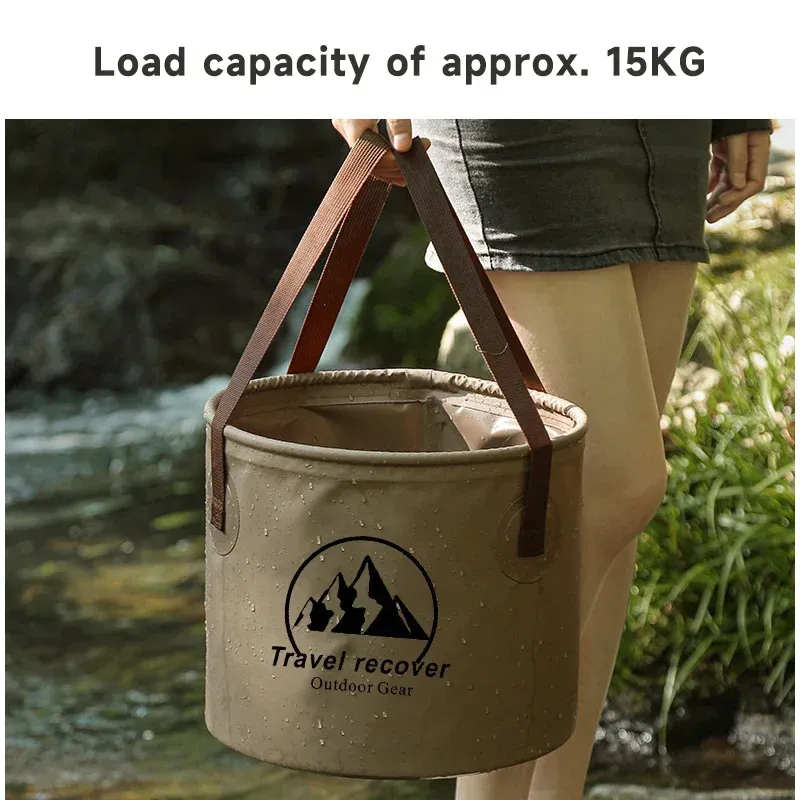 Seau pliant étanche pour voiture (5 L, 10 L, 20 L) – Bassin de voyage portable pour camping, randonnée et pêche - Image 1