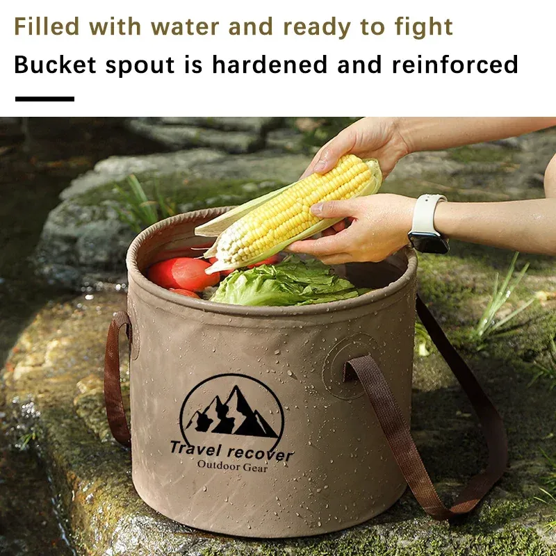 Seau pliant étanche pour voiture (5 L, 10 L, 20 L) – Bassin de voyage portable pour camping, randonnée et pêche 3