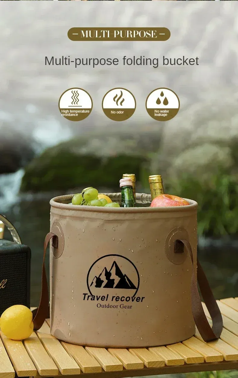 Seau pliant étanche pour voiture (5 L, 10 L, 20 L) – Bassin de voyage portable pour camping, randonnée et pêche 2