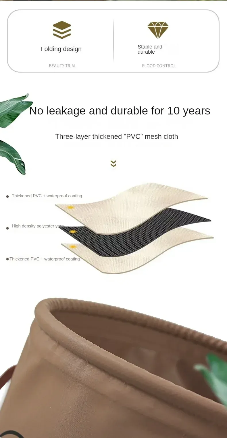 Détail du design du seau pliant