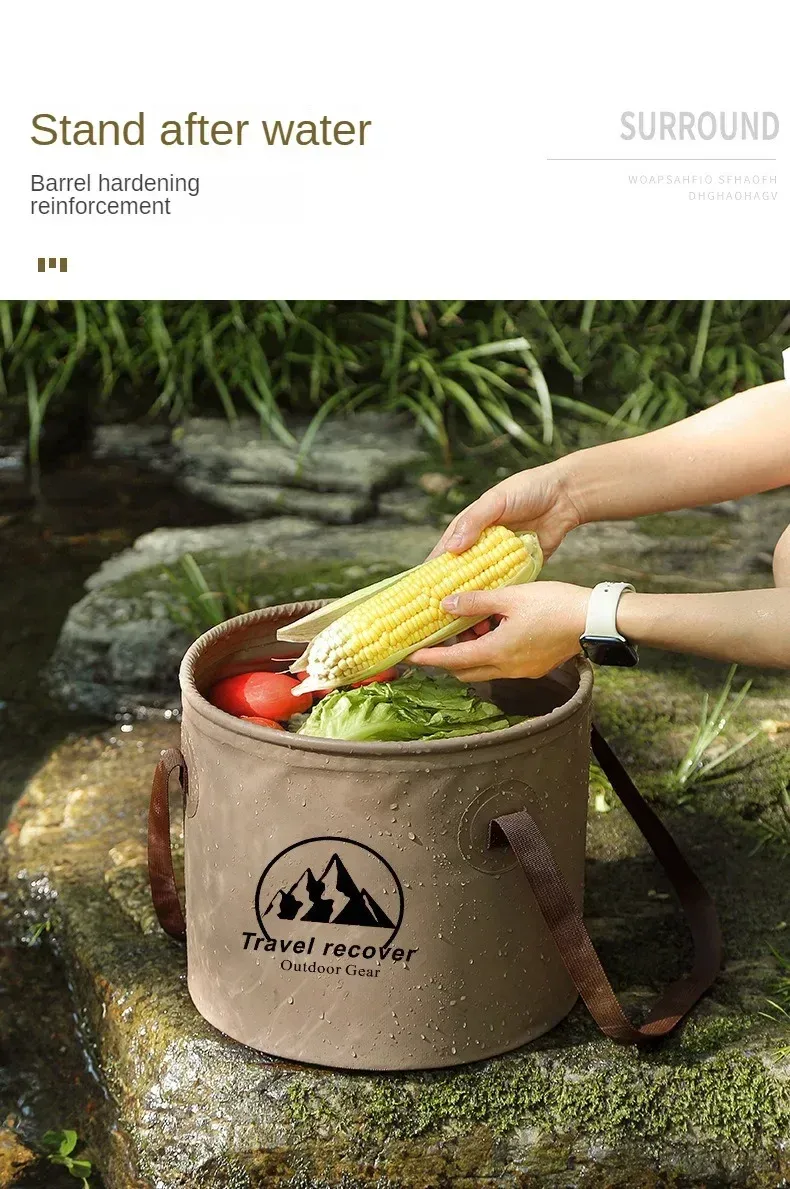 Seau pliant en utilisation extérieure