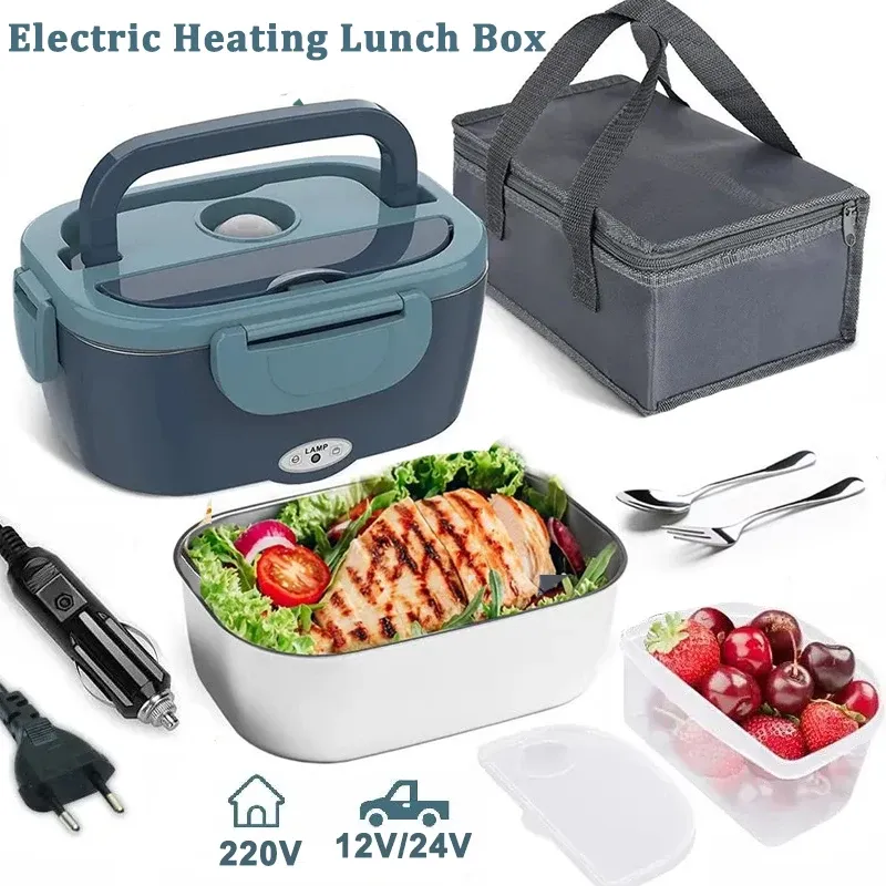 Boîte-repas isotherme chauffante électrique avec récipient amovible en acier inoxydable – Chauffe-plat portable pour voiture, bureau et école - Image 1