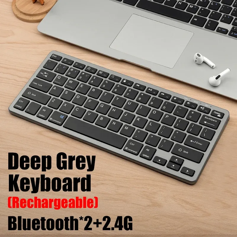Clavier sans fil Bluetooth 5.0 et 2.4G, mini clavier multimédia pour ordinateur portable, TV, iPad, MacBook et Android 8