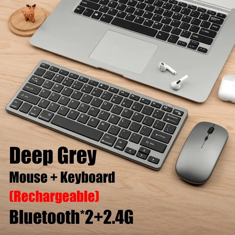 Clavier sans fil Bluetooth 5.0 et 2.4G, mini clavier multimédia pour ordinateur portable, TV, iPad, MacBook et Android 9