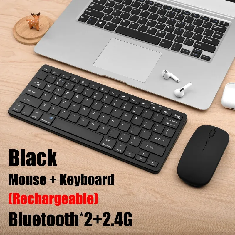 Clavier sans fil Bluetooth 5.0 et 2.4G, mini clavier multimédia pour ordinateur portable, TV, iPad, MacBook et Android 10