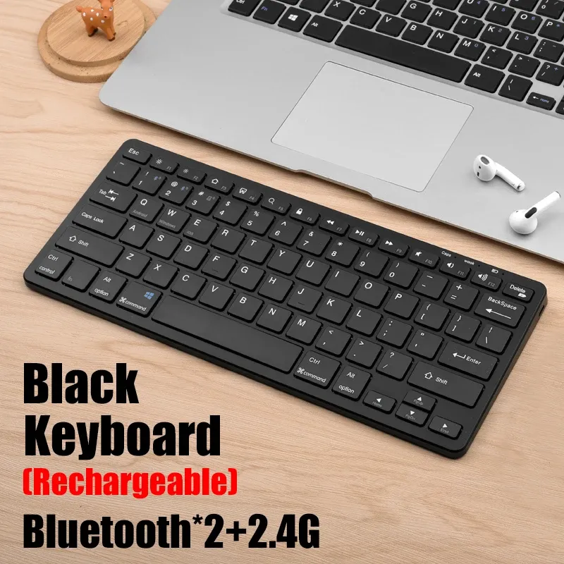 Clavier sans fil Bluetooth 5.0 et 2.4G, mini clavier multimédia pour ordinateur portable, TV, iPad, MacBook et Android 11