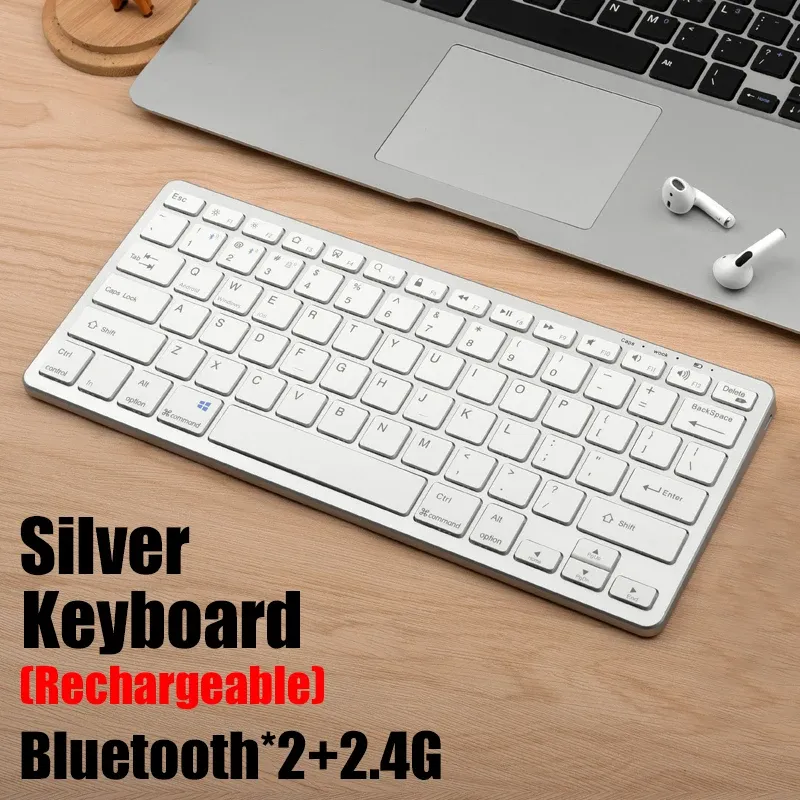 Clavier sans fil Bluetooth 5.0 et 2.4G, mini clavier multimédia pour ordinateur portable, TV, iPad, MacBook et Android 7
