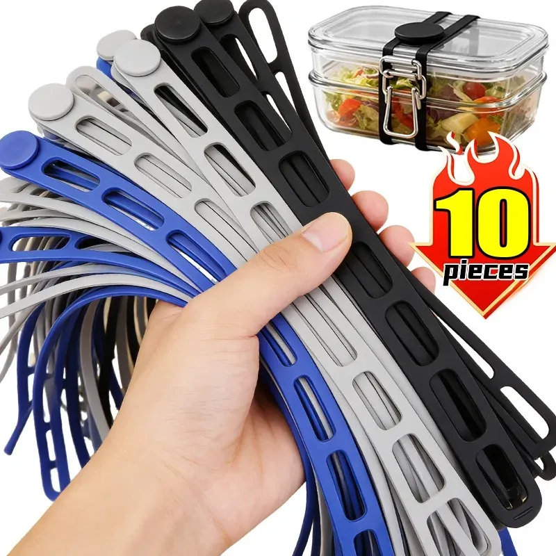 Sangles élastiques en silicone réutilisables de 54 cm pour couvercles de casseroles et boîtes à lunch 1