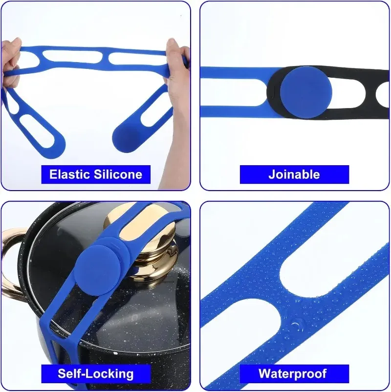Sangles élastiques en silicone réutilisables de 54 cm pour couvercles de casseroles et boîtes à lunch 5