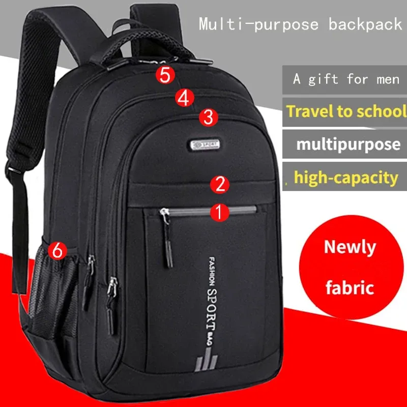 Sac à dos unisexe grande capacité pour ordinateur portable, sac de voyage d'affaires à compartiments multiples et bretelles réglables - Image 1