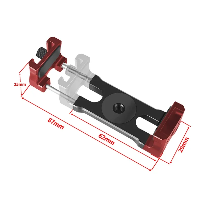 Support de téléphone à pince en U extensible, largeur de serrage 62-87 mm, support pour sabot froid 1/4" ARRI pour iPhone, cage de caméra, support de téléphone, support de trépied 2