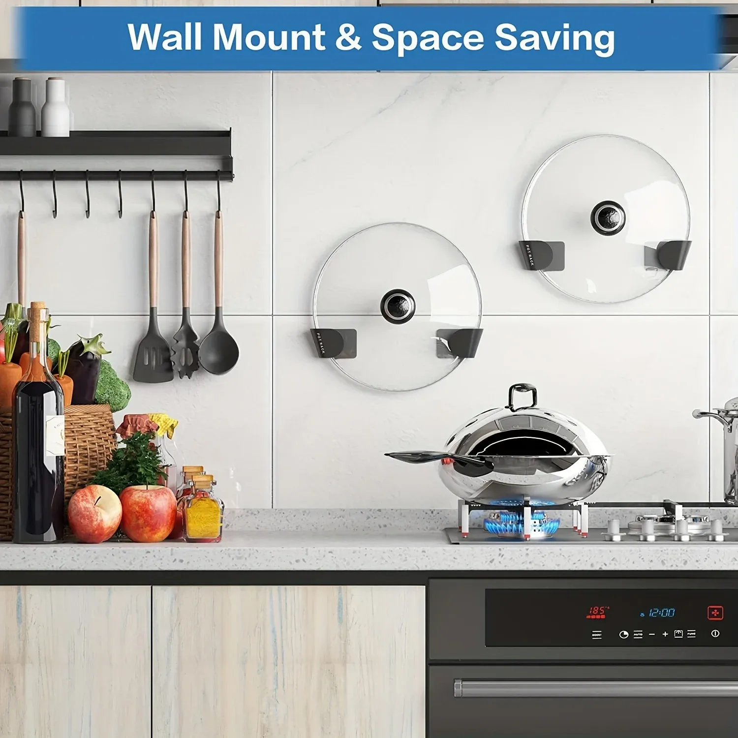 Support mural pour couvercles de casseroles, lot de 1, 3 ou 6 paires, rangement de cuisine T1 4