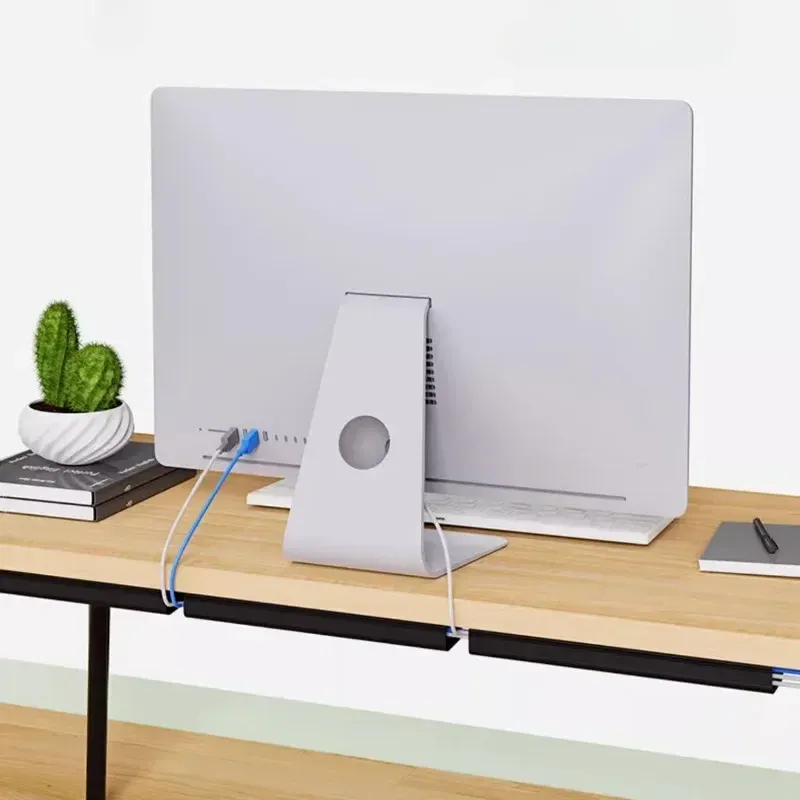 Plateau de câbles de bureau en PVC 40 cm, gestion des câbles sous bureau, cache-câbles sans perçage, organisateur de fils pour bureau et maison 3