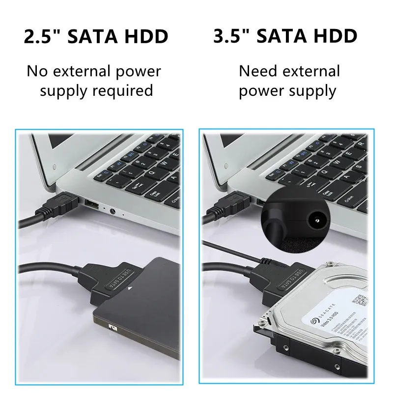 Câble adaptateur SATA vers USB 3.0 pour disque dur 2,5 et 3,5 pouces, avec alimentation 12 V et prise en charge UASP 5