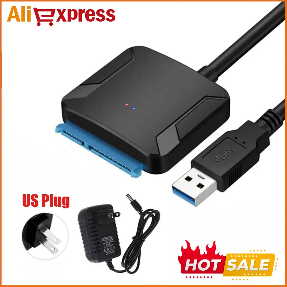 Câble adaptateur SATA vers USB 3.0 pour disque dur 2,5 et 3,5 pouces, avec alimentation 12 V et prise en charge UASP 8