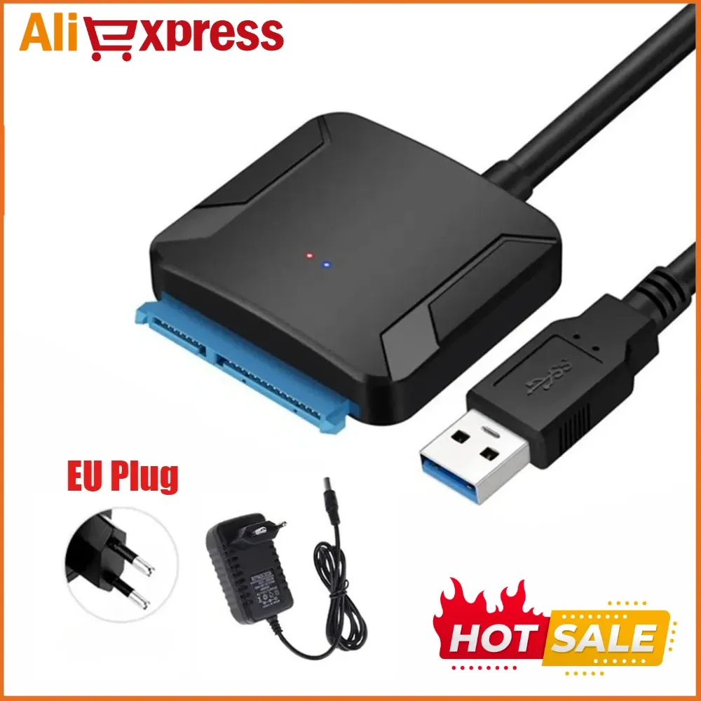 Câble adaptateur SATA vers USB 3.0 pour disque dur 2,5 et 3,5 pouces, avec alimentation 12 V et prise en charge UASP 9