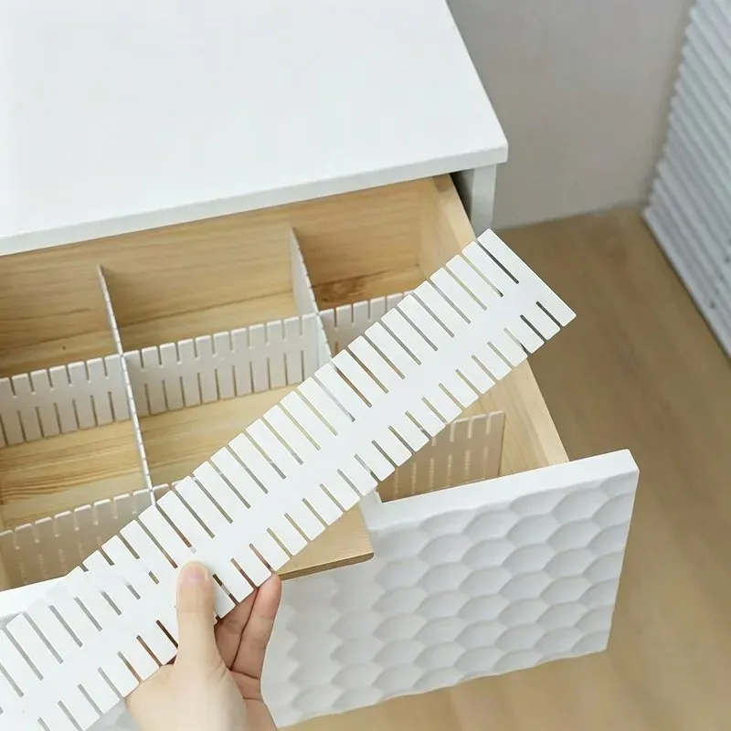 Lot de 4, 8 ou 12 séparateurs de tiroir blancs à assembler pour chaussettes, vêtements, ustensiles de cuisine et bureau - Image 1
