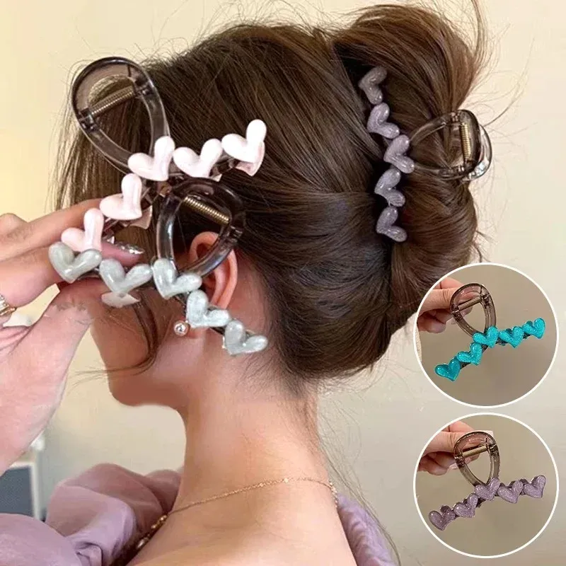 Pince à cheveux en forme de cœur pour femmes, pince à cheveux élégante en forme de requin, accessoires de coiffure pour filles, couvre-chef simple coréen - Image 1