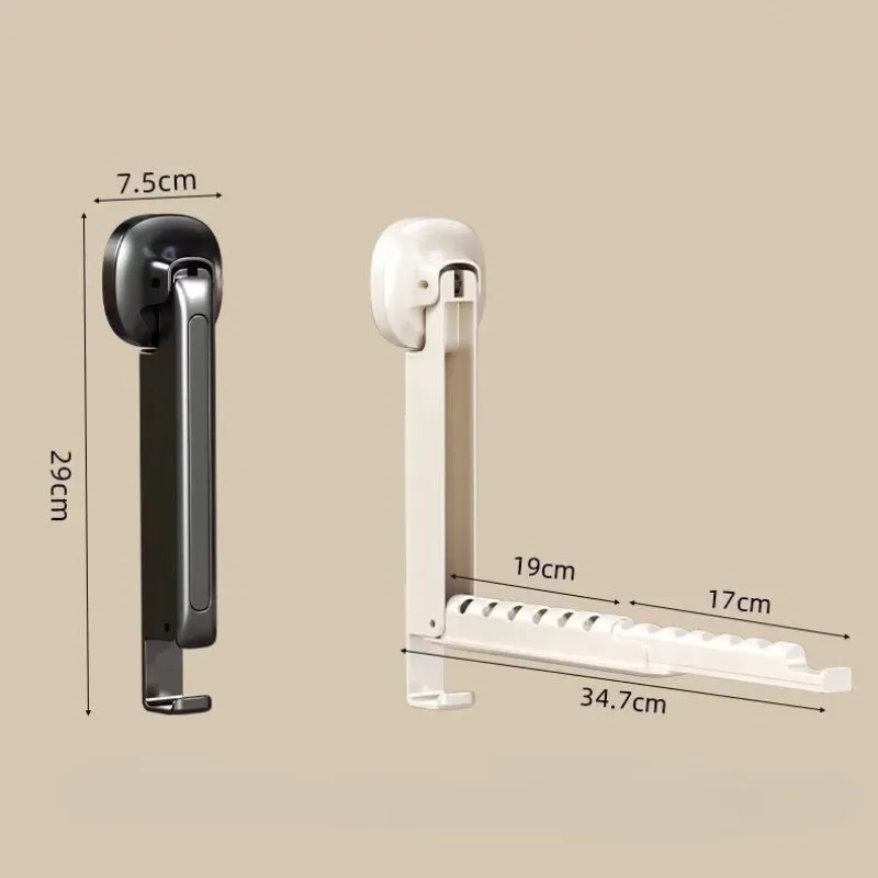 Étendoir mural pliable et rétractable à ventouse, portable pour le séchage du linge 4