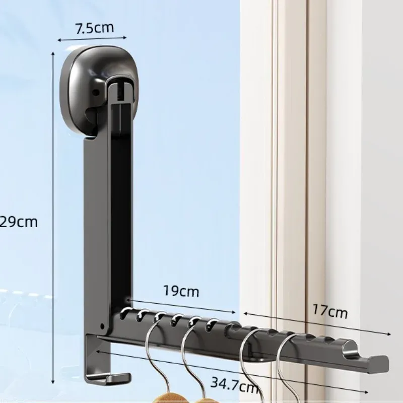 Étendoir mural pliable et rétractable à ventouse, portable pour le séchage du linge 5